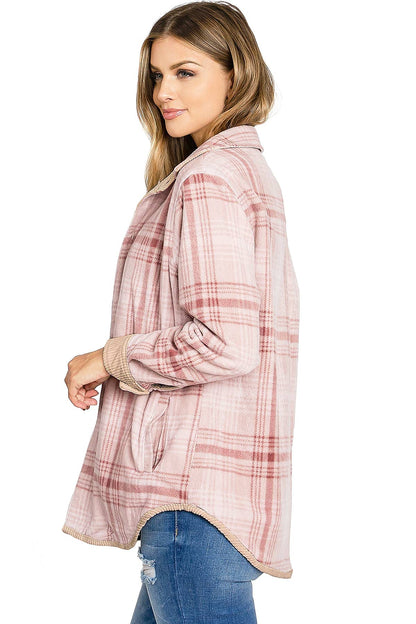 Reversible Plaid-Cord Shacket