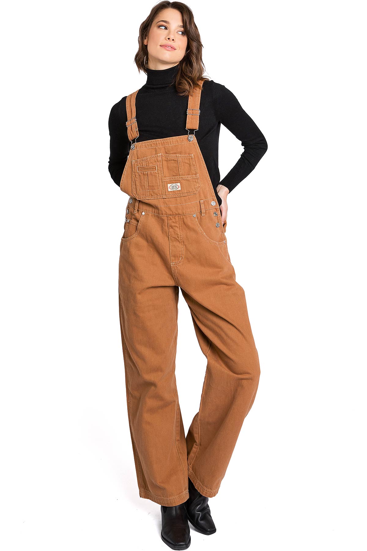 Lana Roux 90s Retro Dungaree Utility Denim Twill Overalls