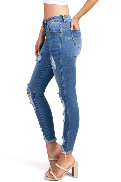 Mechanical Distressed Skinny Jeans