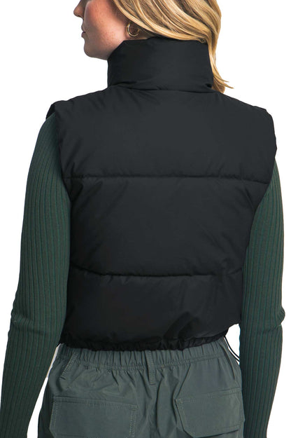 Micro Faux Leather Puffer Vest