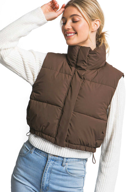 Micro Faux Leather Puffer Vest