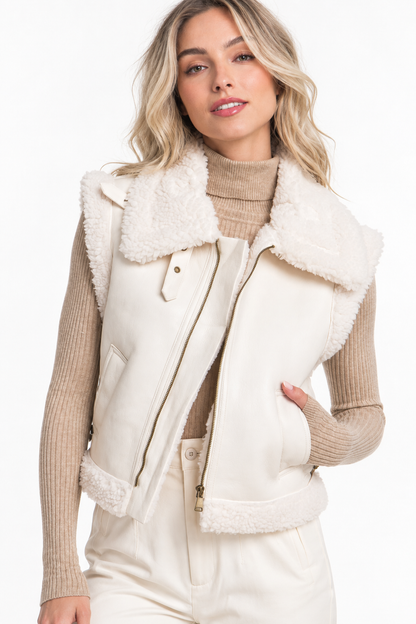 Shearling Moto Vest