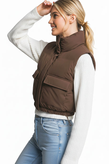 Cargo Faux Leather Crop Vest