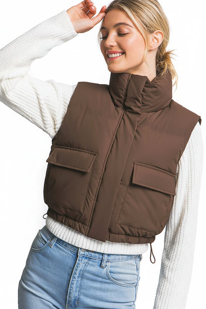 Cargo Faux Leather Crop Vest