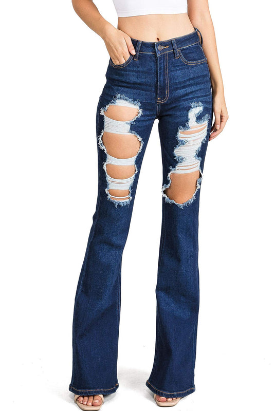 Kira Distressed Flare Jeans