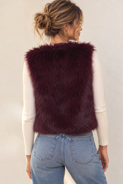 Lush Faux Fur Vest - Pink Ice