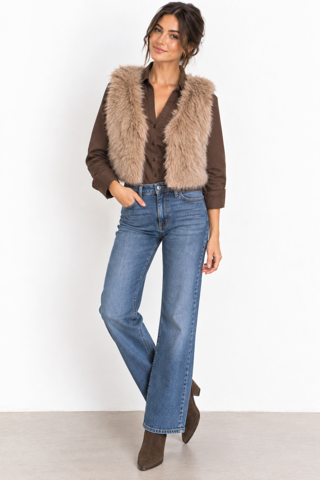 Lush Faux Fur Vest - Pink Ice
