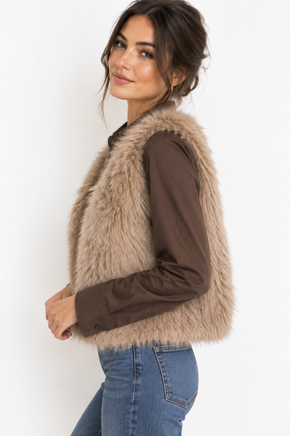 Lush Faux Fur Vest - Pink Ice