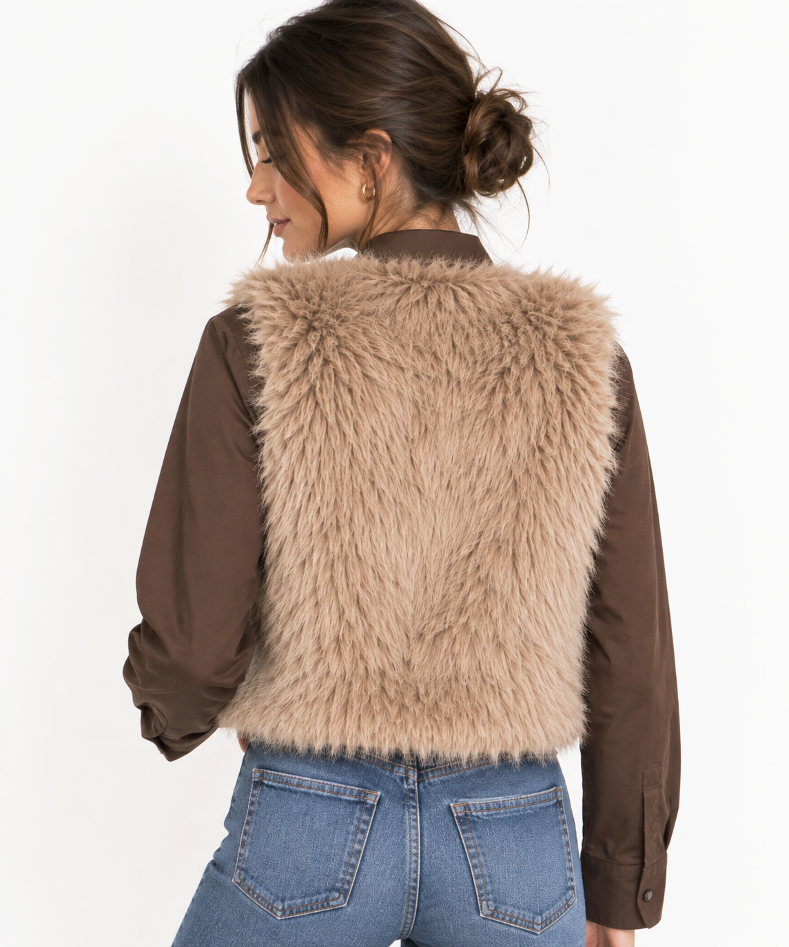 Lush Faux Fur Vest - Pink Ice