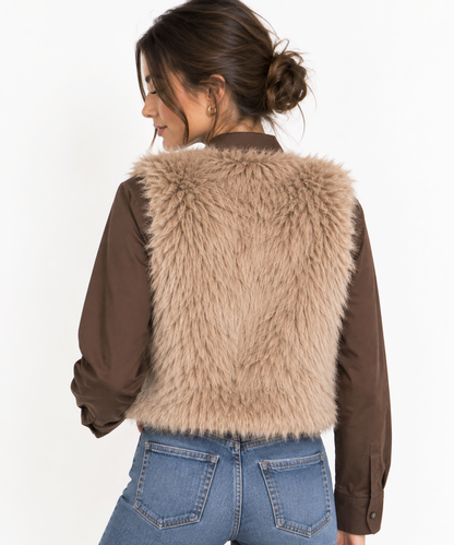 Lush Faux Fur Vest - Pink Ice