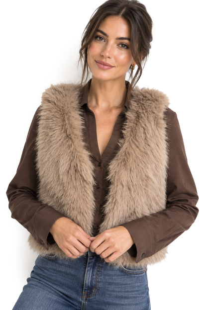 Lush Faux Fur Vest - Pink Ice