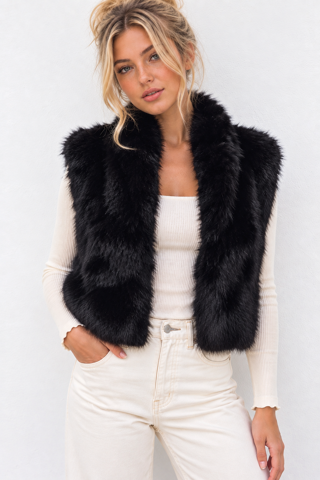 Aspen Faux Fur Vest - Pink Ice