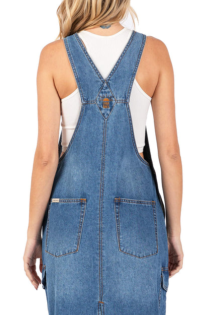 Lana Roux Women's Baggy Maxi Denim Overall Dress Medium Denim / Large Lana Roux Women's Baggy Maxi Denim Overall Dress Medium Denim / Large