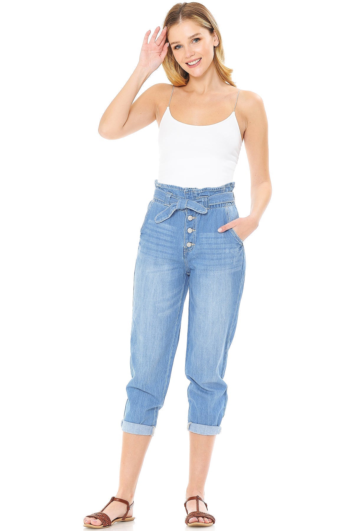 Paperbag waist mom shops jeans