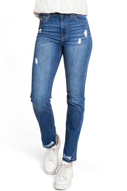 Platform Slim Straight Jeans - Pink Ice