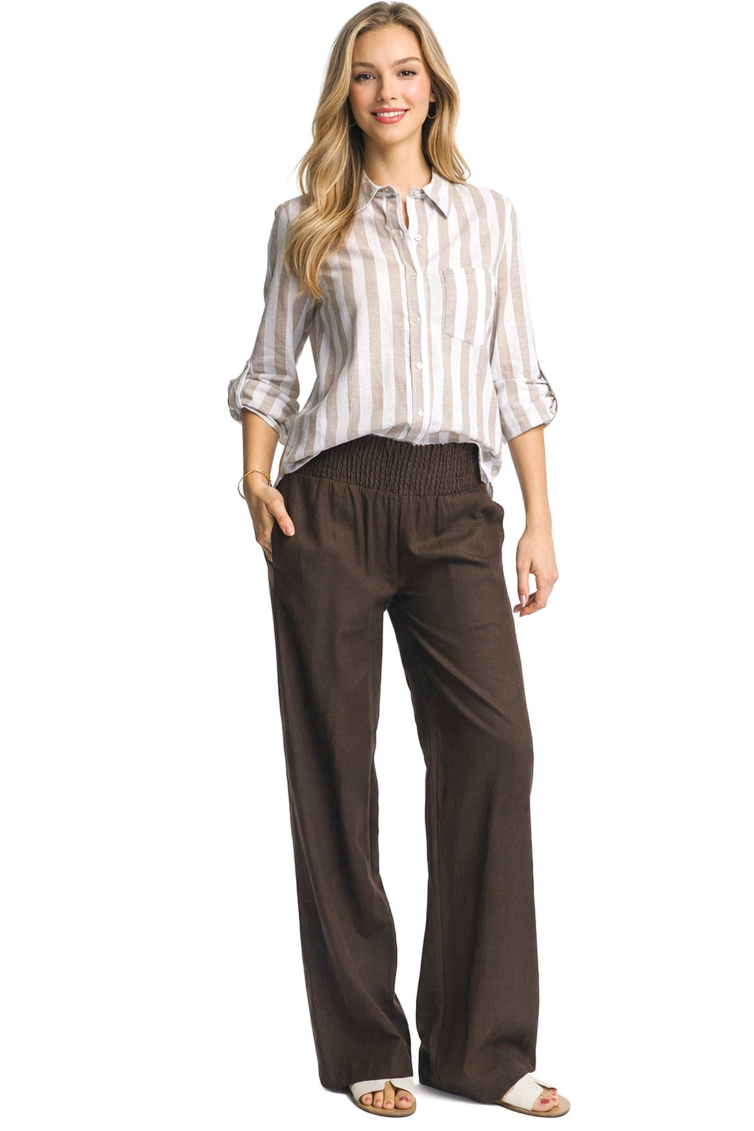 Island Nights Linen Pants - Pink Ice