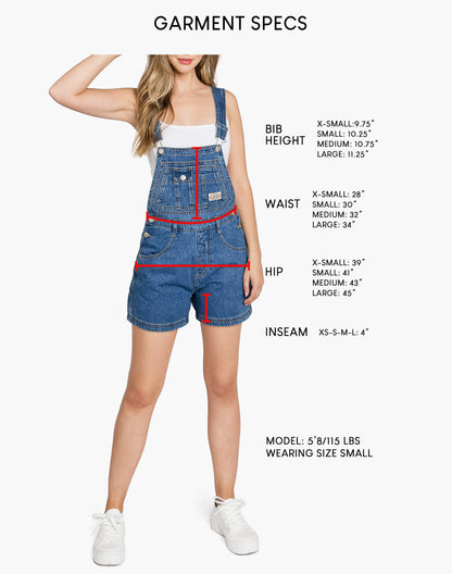 Lana Roux 90s Retro Utility Denim Short Overalls