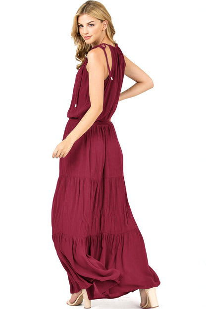 Venetian Halter Maxi Dress