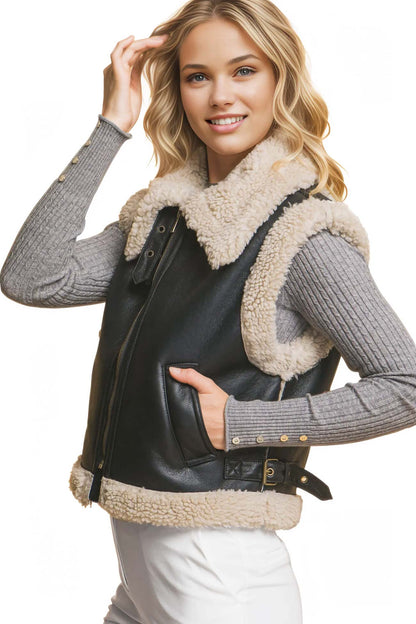 Shearling Moto Vest