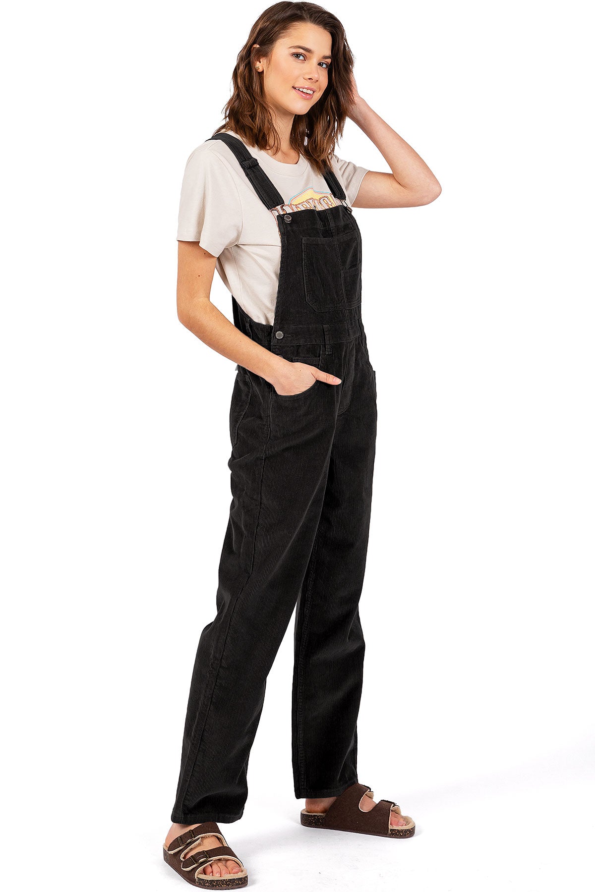 Lana Roux Relaxed Corduroy Boyfriend Overalls