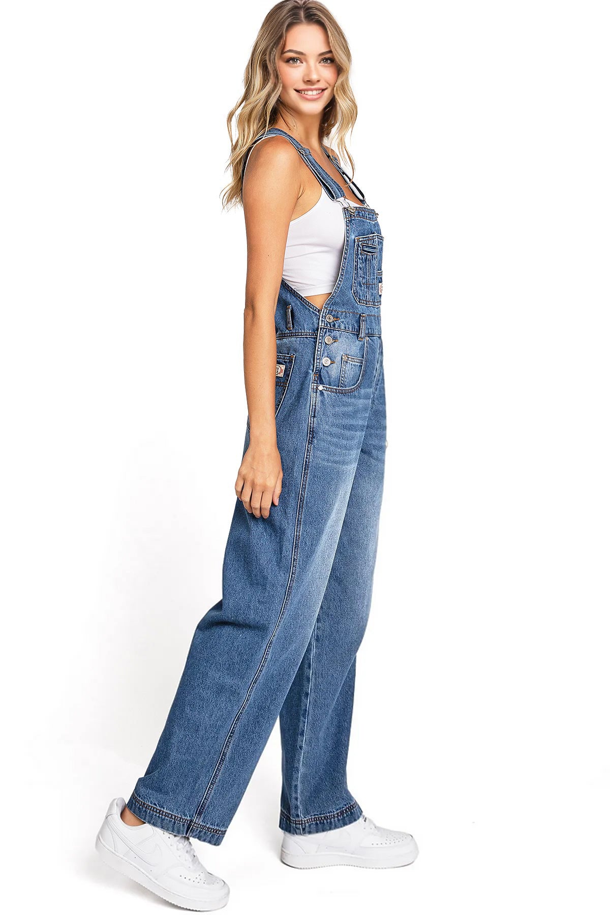 Lana Roux 90s Retro Dungaree Utility Denim Overalls