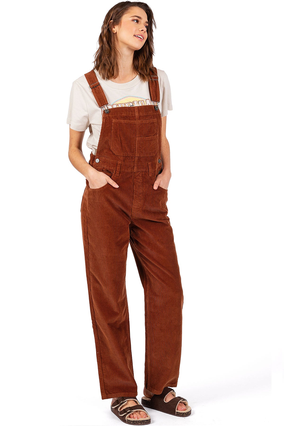 Lana Roux Relaxed Corduroy Boyfriend Overalls