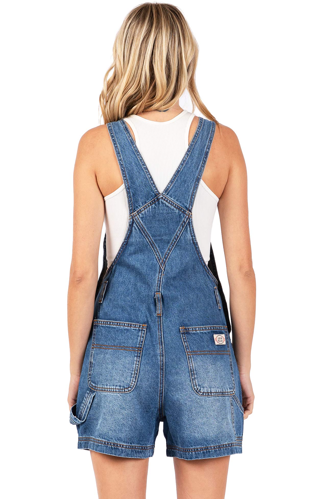 Lana Roux 90s Retro Dungaree Utility Denim Twill Overalls