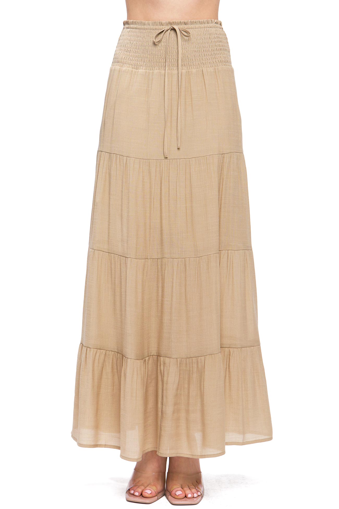 Boho Shirred Maxi Skirt