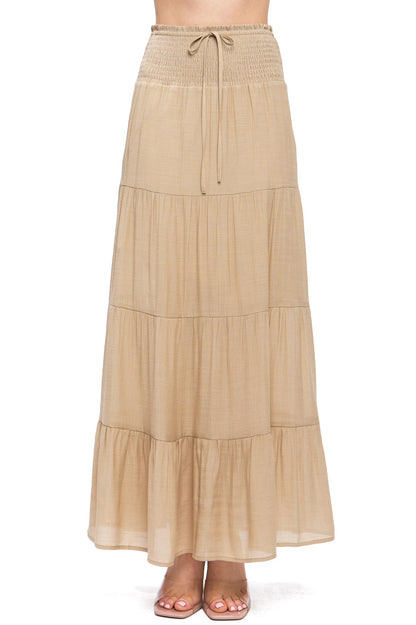 Boho Shirred Maxi Skirt