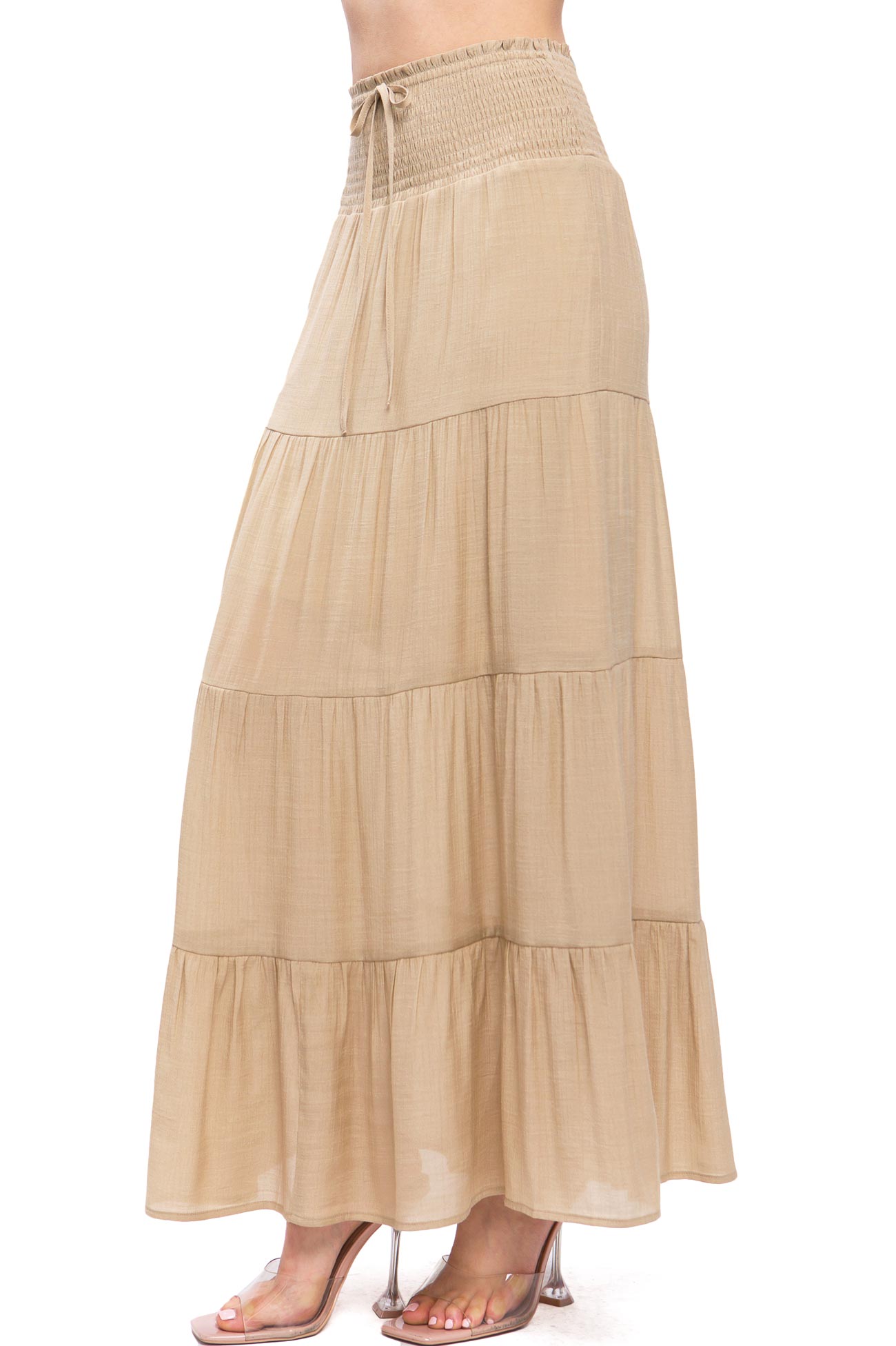 Boho Shirred Maxi Skirt