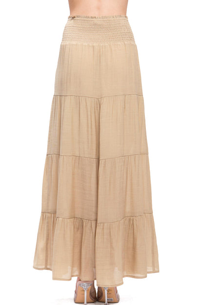 Boho Shirred Maxi Skirt