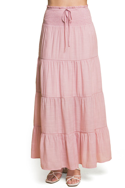 Boho Shirred Maxi Skirt