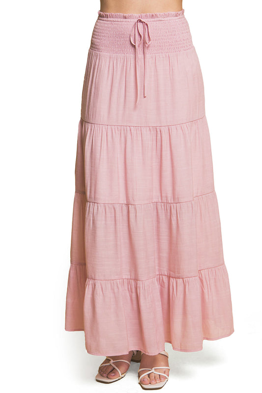 Boho Shirred Maxi Skirt