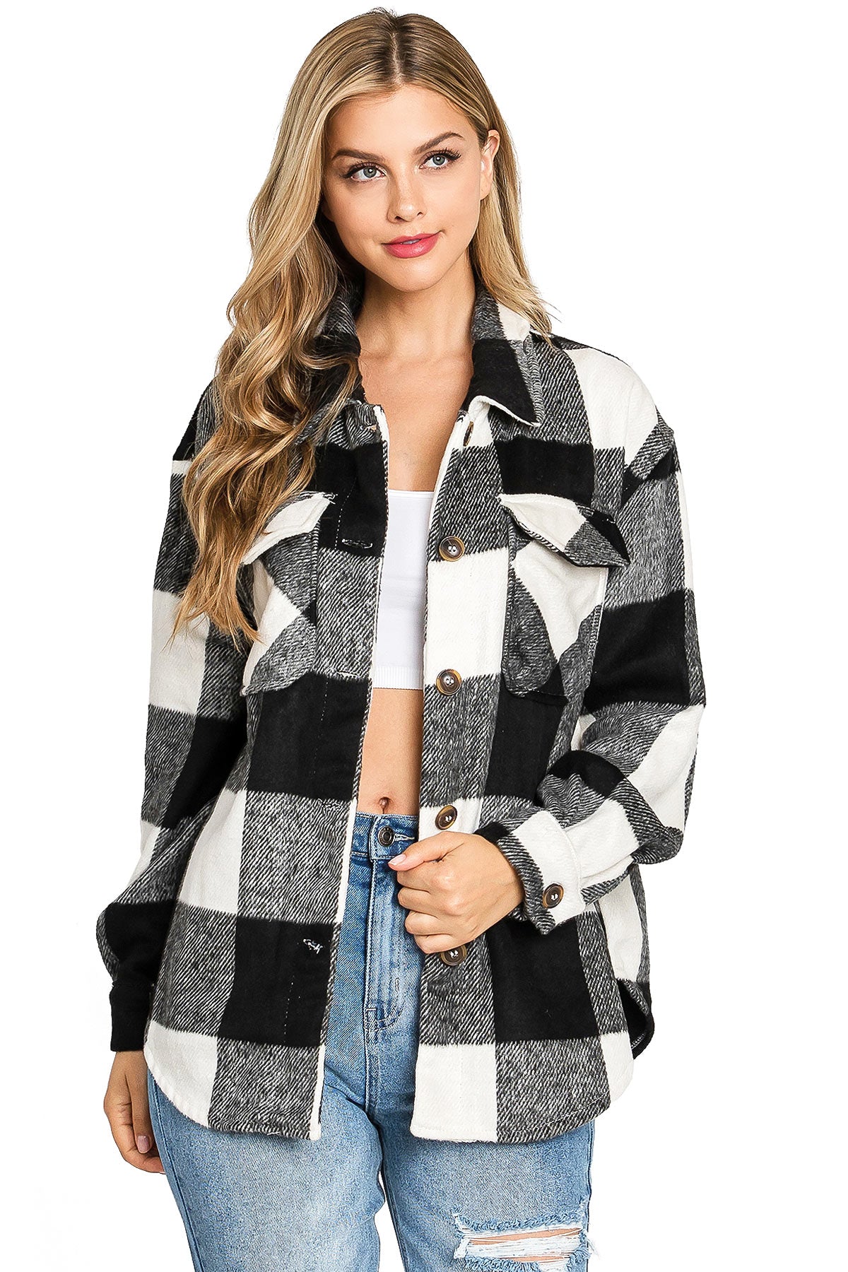 Gingham Button Down Shacket