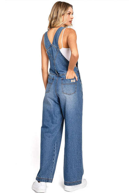 Lana Roux 90s Retro Dungaree Utility Denim Overalls