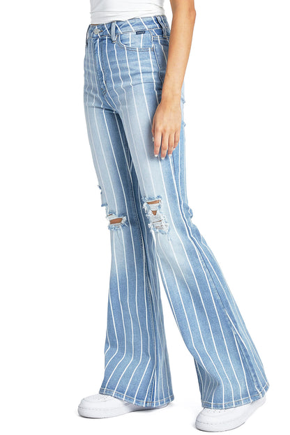 Pin Stripe High Rise Flares