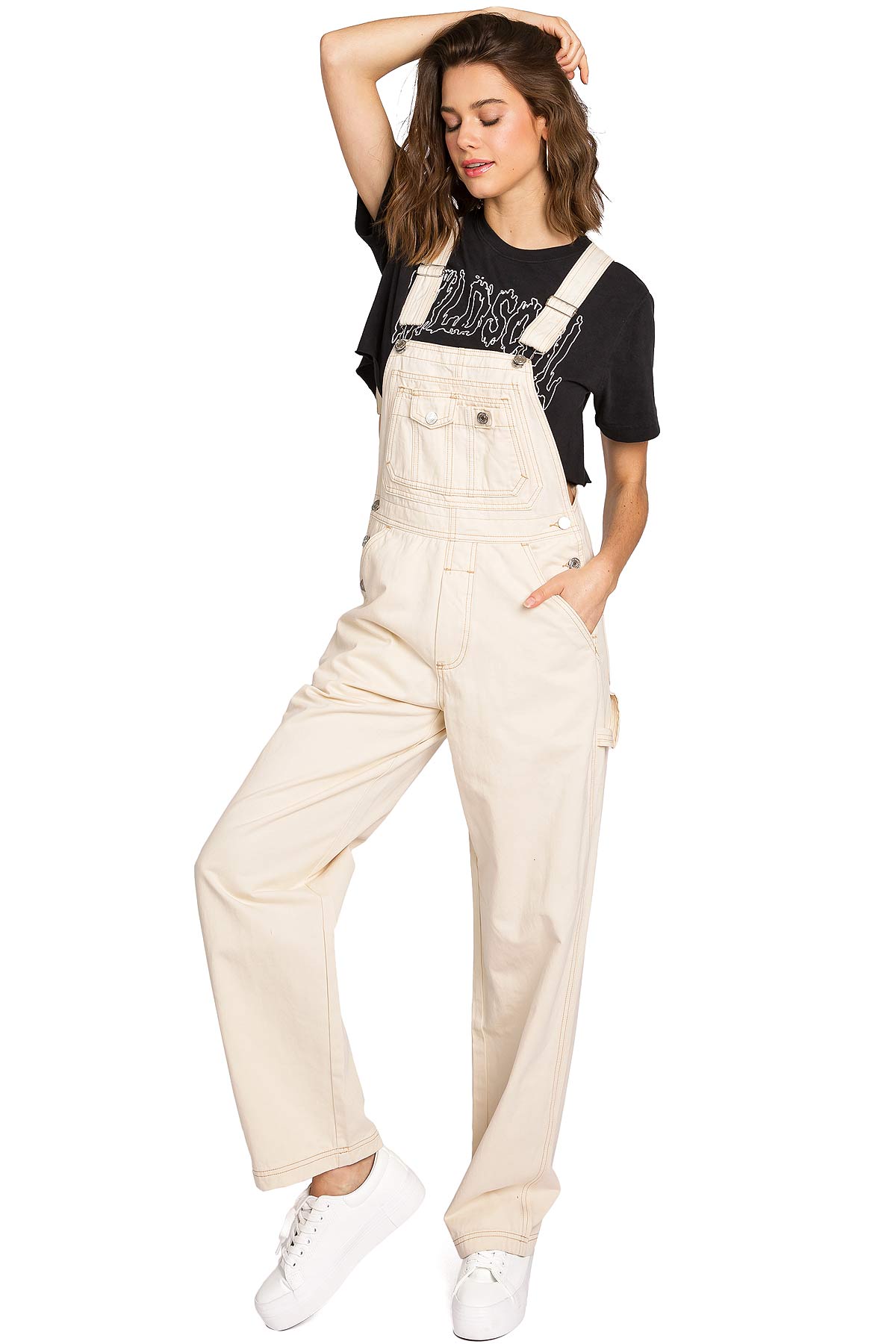 Lana Roux 90s Retro Chino Twill Overalls