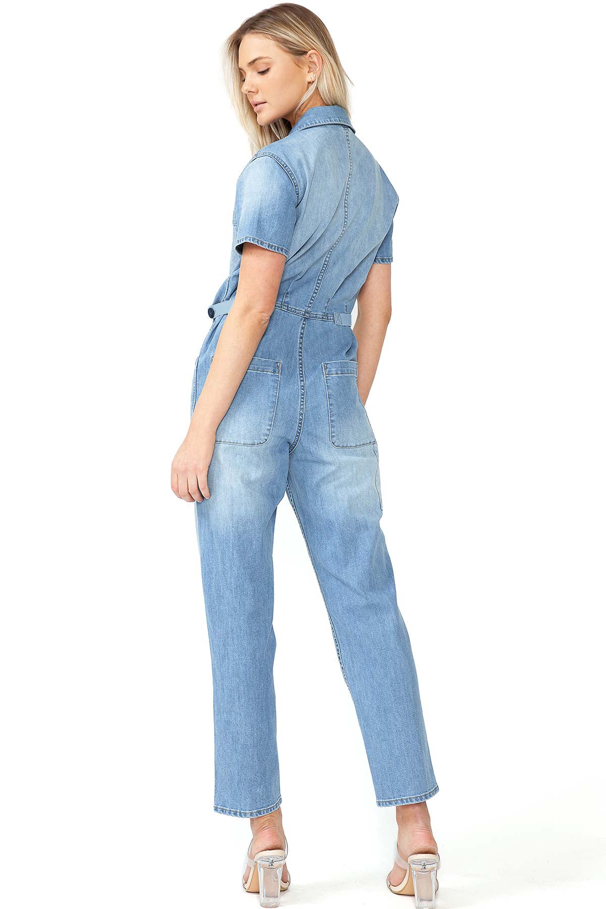 Lana Roux Refined Blue Denim Jumpsuit