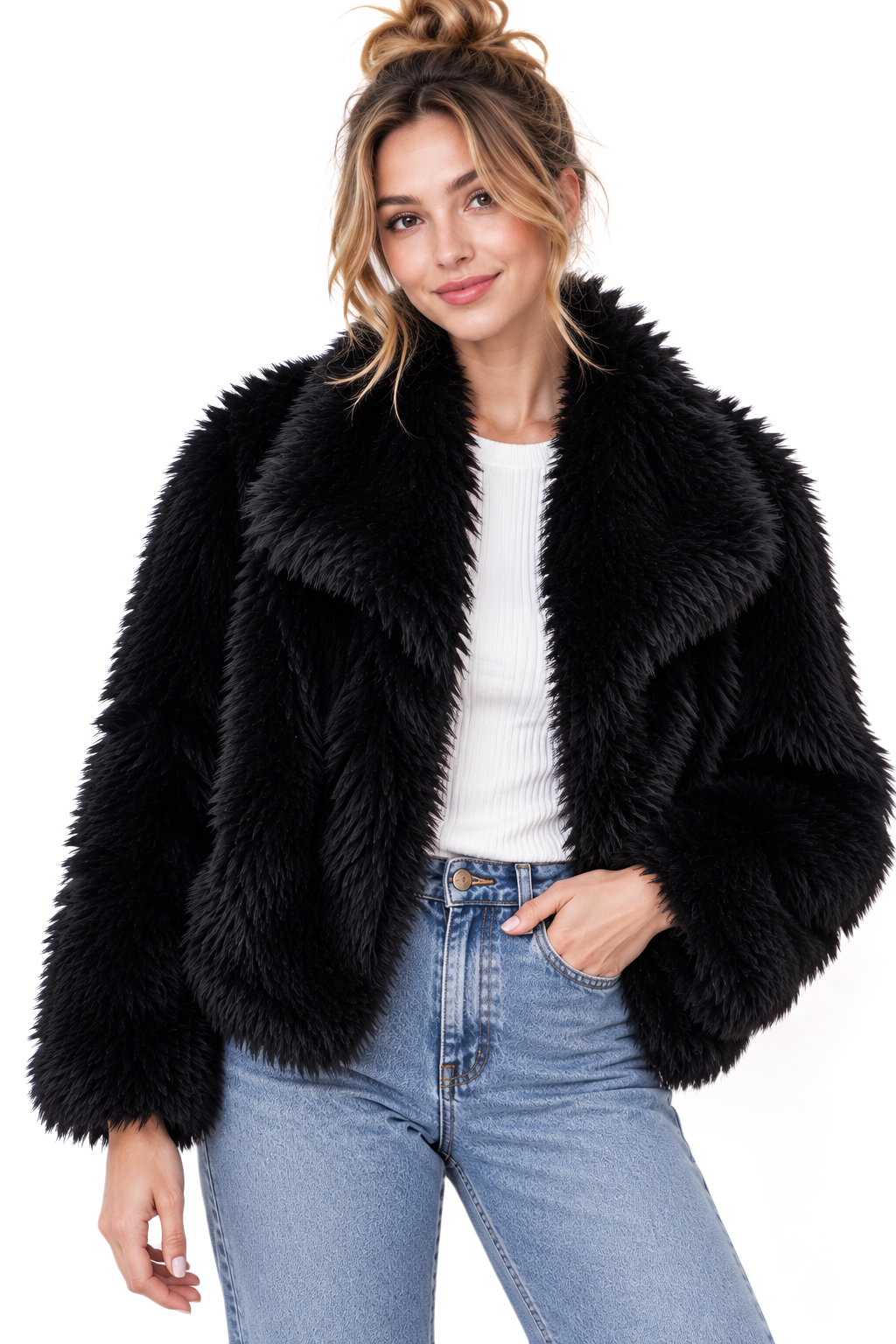 Luxe Faux Fur Coat - Pink Ice