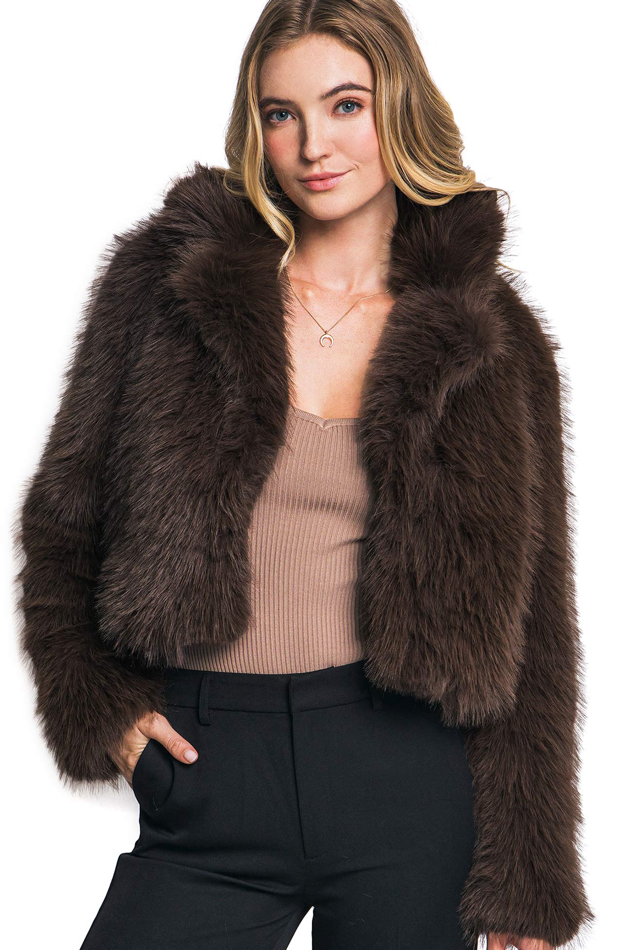 Sofia Faux Fur Jacket – Pink Ice