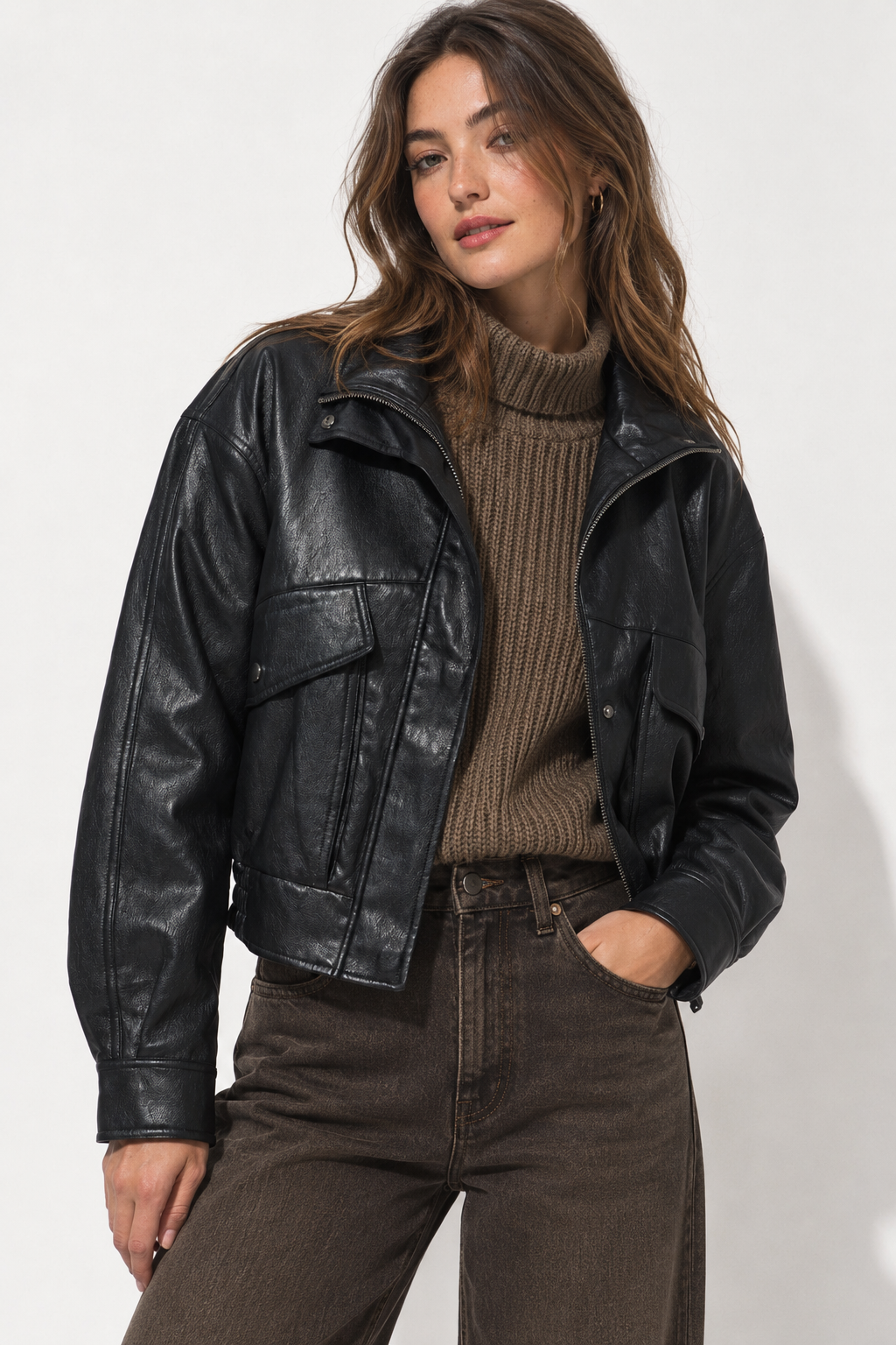 Ryder Faux Leather Jacket - Pink Ice