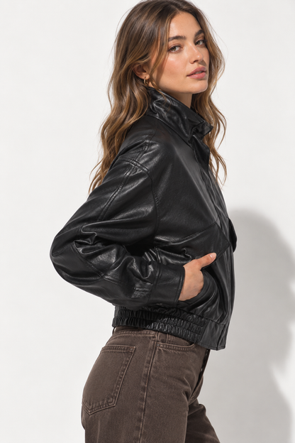 Ryder Faux Leather Jacket - Pink Ice