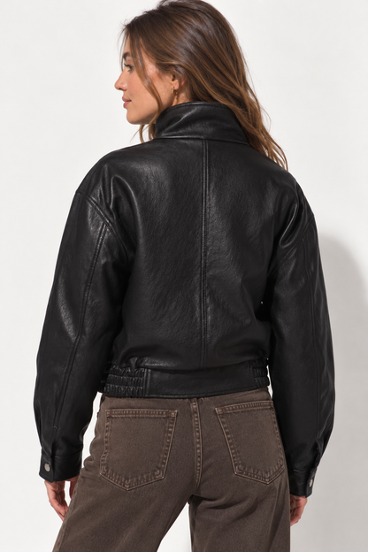 Ryder Faux Leather Jacket - Pink Ice