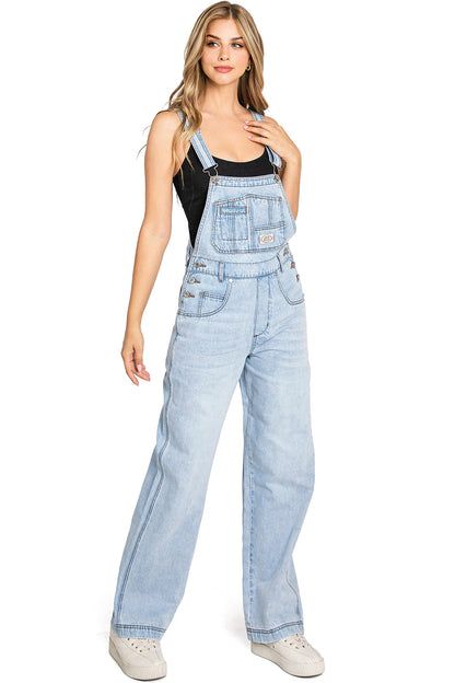 Lana Roux 90s Retro Dungaree Utility Denim Overalls