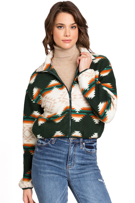 Print Sherpa Jacket - Pink Ice