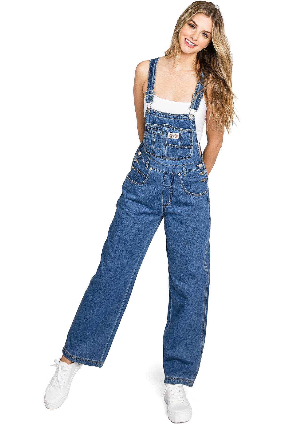 Lana Roux 90s Retro Dungaree Utility Denim Overalls