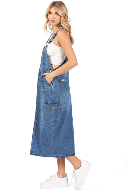 Lana Roux Women's Baggy Maxi Denim Overall Dress