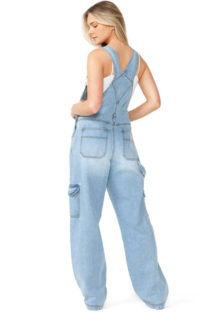 Lana Roux 90s Retro Dungaree Utility Cargo Denim Overalls