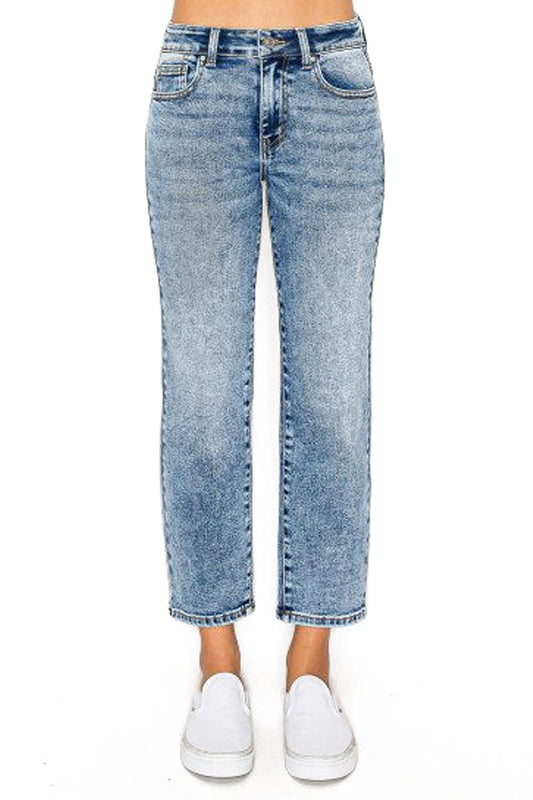 Cropped Straight Leg Jeans