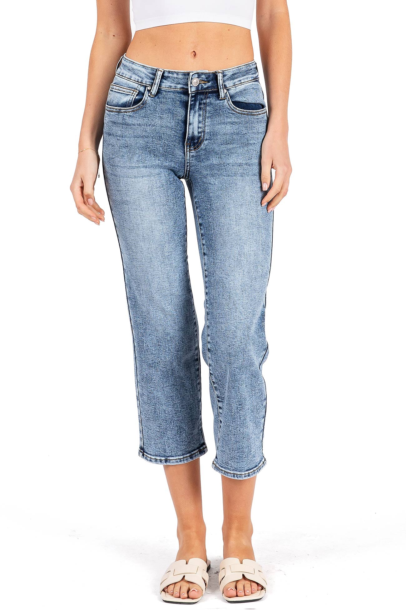 Cropped Straight Leg Jeans